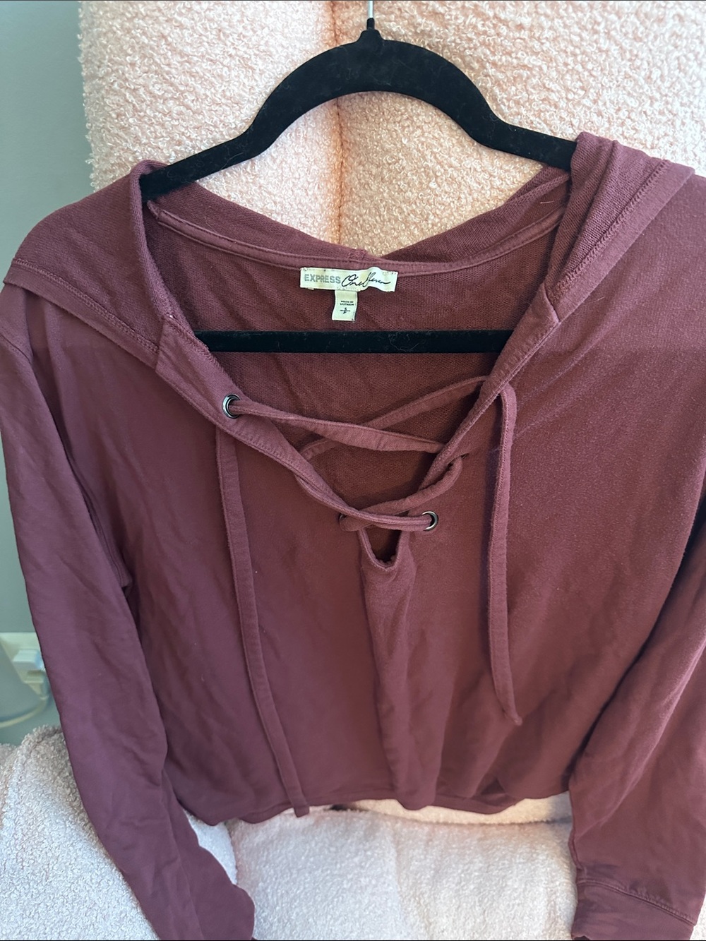 Express Lace-Up Hoodie in Dusty Plum